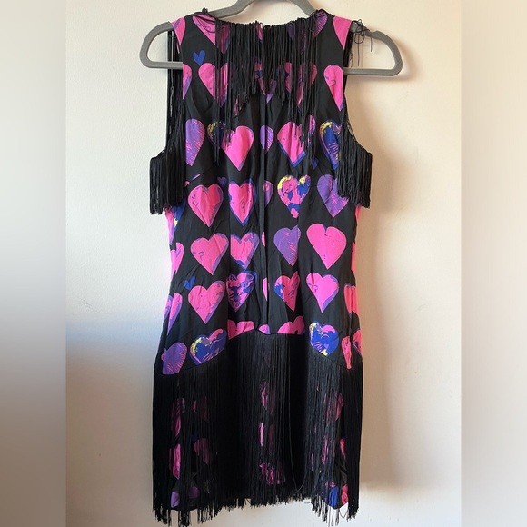 VERSACE X H&M 100% Silk Pink Heart Fringe Mini Dress - 6 - Picture 9 of 11